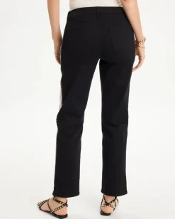 Girlfriend Seam Detail Straight Ankle Jeans