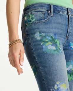 Girlfriend Slim Floral Ankle Jeans