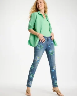 Girlfriend Slim Floral Ankle Jeans