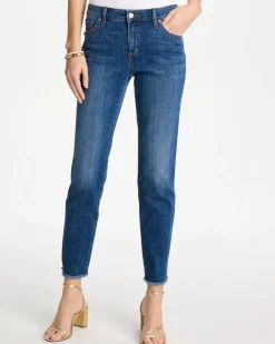 Girlfriend Slim Frayed Ankle Jeans