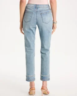Girlfriend Slim Fray Hem Stud Ankle Jeans