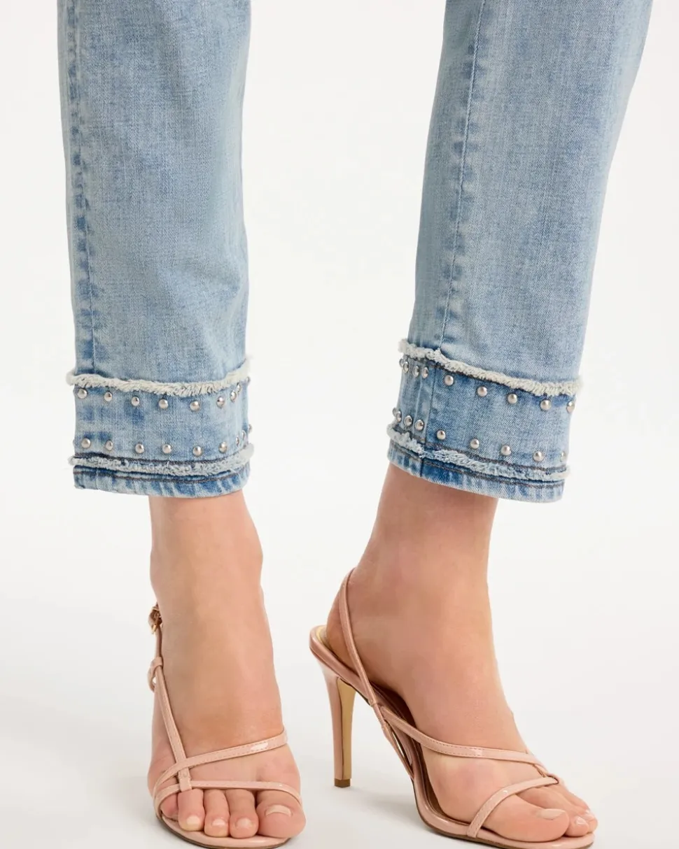 Girlfriend Slim Fray Hem Stud Ankle Jeans