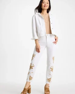 Girlfriend Slim Raffia Palm Crop Jeans
