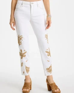 Girlfriend Slim Raffia Palm Crop Jeans
