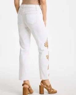 Girlfriend Slim Raffia Palm Crop Jeans