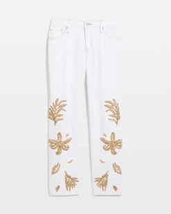 Girlfriend Slim Raffia Palm Crop Jeans