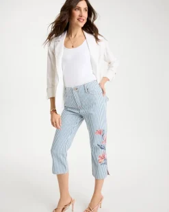 Girlfriend Slim Striped Capri Jeans