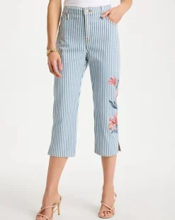 Girlfriend Slim Striped Capri Jeans