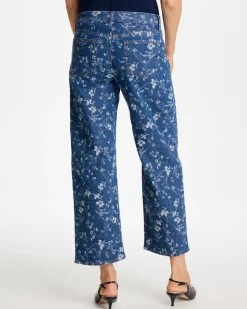 Girlfriend Wide Floral Crop Jean