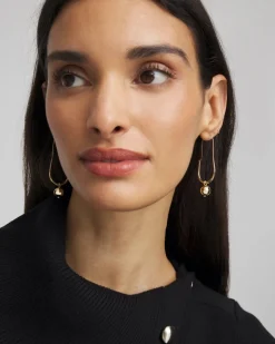 Gold Bead Threader Earrings