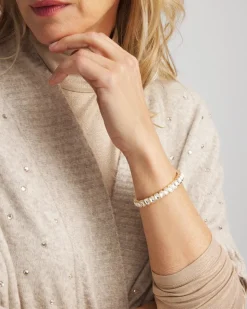 Gold Bezel Set Stretch Tennis Bracelet