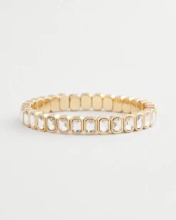 Gold Bezel Set Stretch Tennis Bracelet