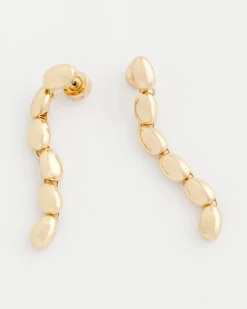 Gold Linear Bead Earrings