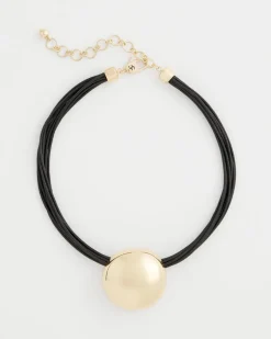 Gold Pendant Cord Necklace