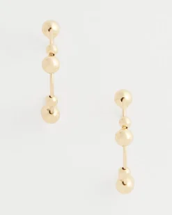 Goldtone Beaded Hoop Earrings