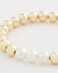 Goldtone Bead Stretch Bracelet