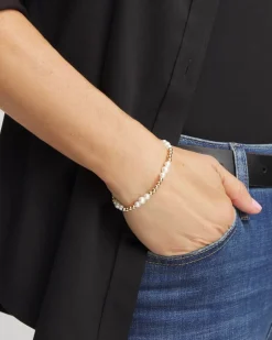 Goldtone Bead Stretch Bracelet