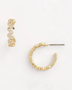 Goldtone Cubic Zirconia Hoop Earrings