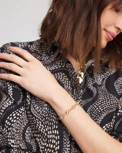 Gold-tone Medium Bead Stretch Bracelet