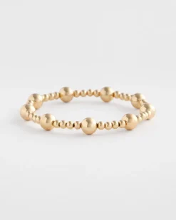 Gold-tone Medium Bead Stretch Bracelet