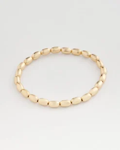 Goldtone Oval Beaded Stretch Bracelet