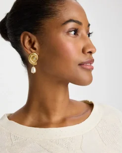 Goldtone Spiral Shell Earrings