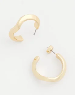 Gold Wavy Hoop Earrings