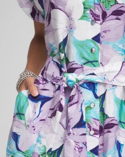 Hammered Rayon Midi Shirtdress