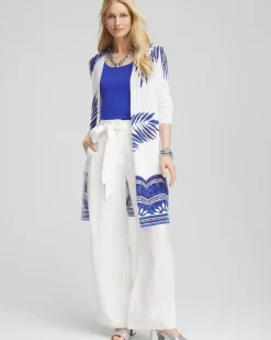 Island Motif Pointelle Long Cardigan