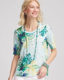 Island Print Slub Short-Sleeve Tee