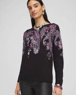 Jacquard Paisley Pullover Sweater