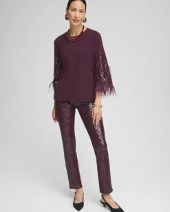 Juliet Sequin Front Ankle Pants
