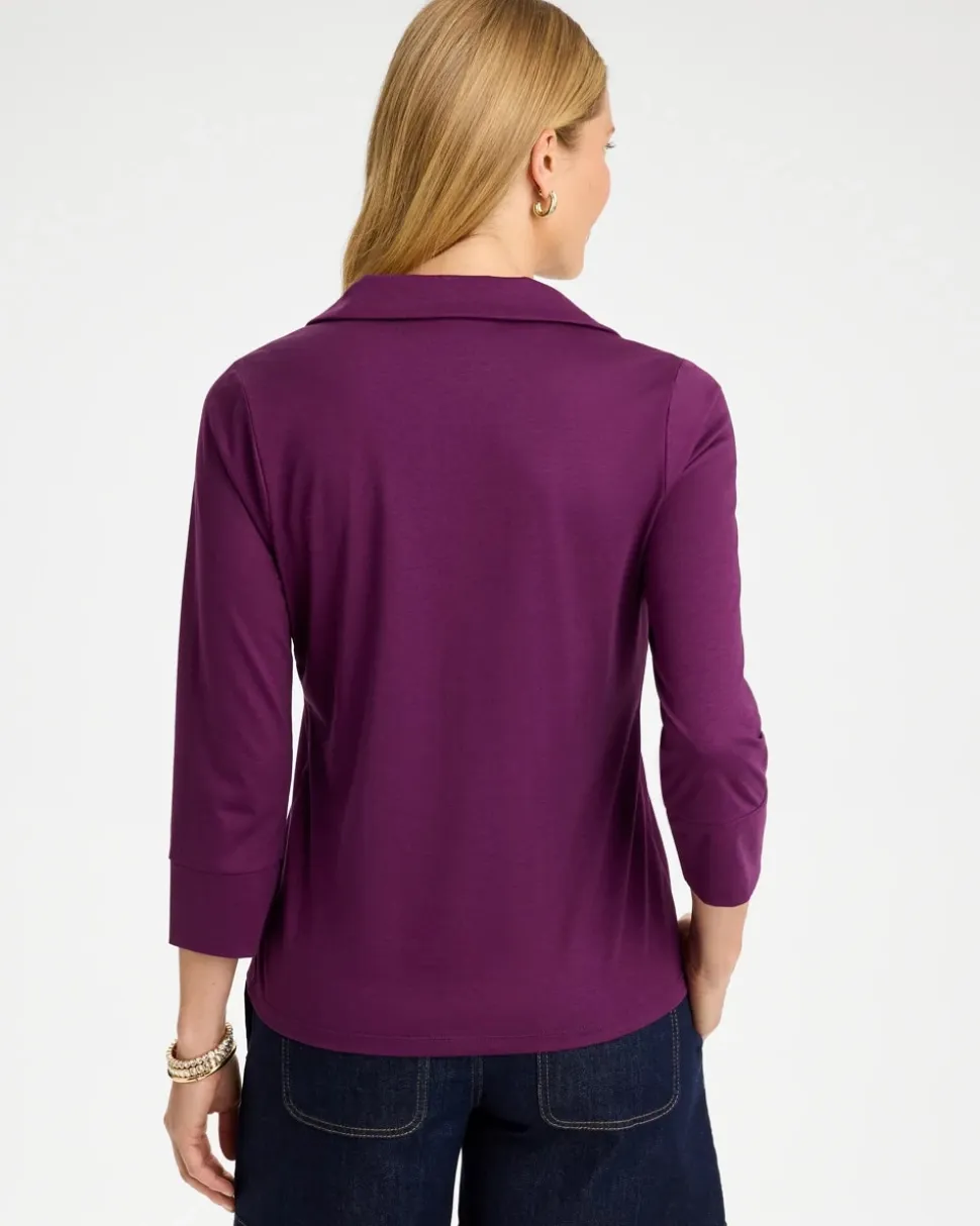 Knit Henley 3/4 Sleeve Tee