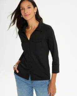 Knit Henley 3/4 Sleeve Tee