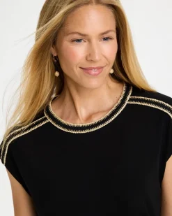 Knit Short Sleeve Trimmed Tee