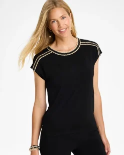 Knit Short Sleeve Trimmed Tee