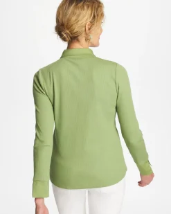 Knit Woven Mix Rib Henley