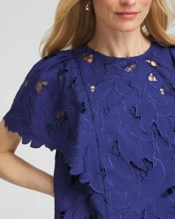 Lace Detail Flutter Sleeve Top