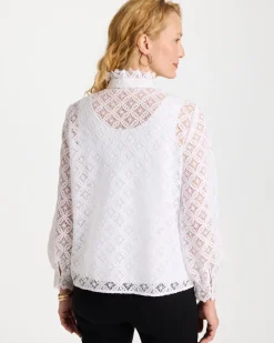Lace Ruffle Neck Blouse