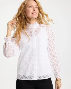 Lace Ruffle Neck Blouse