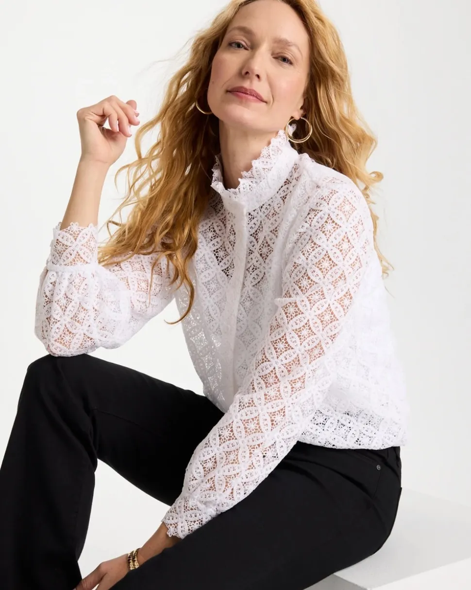 Lace Ruffle Neck Blouse