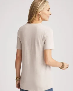 Lace V-Neck Slub Tee