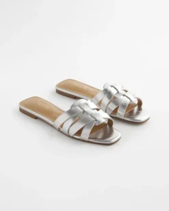 Leather Cassidy Cross-Strap Slide Shoes