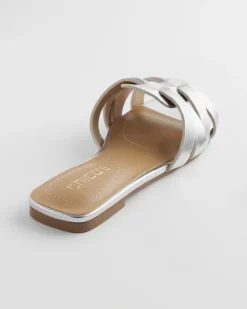 Leather Cassidy Cross-Strap Slide Shoes