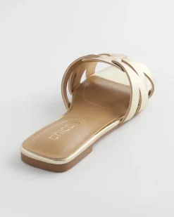 Leather Cassidy Cross-Strap Slide Shoes