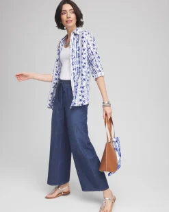 Lightweight Drawstring Ankle Jeans