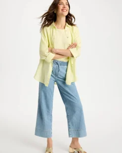 Lightweight Wide-Leg Crop Jeans