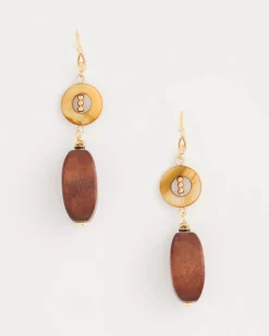 Linear Wood Drop Earrings
