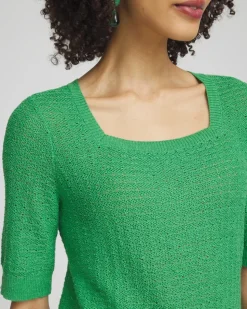 Linen Blend Square Neck Pullover