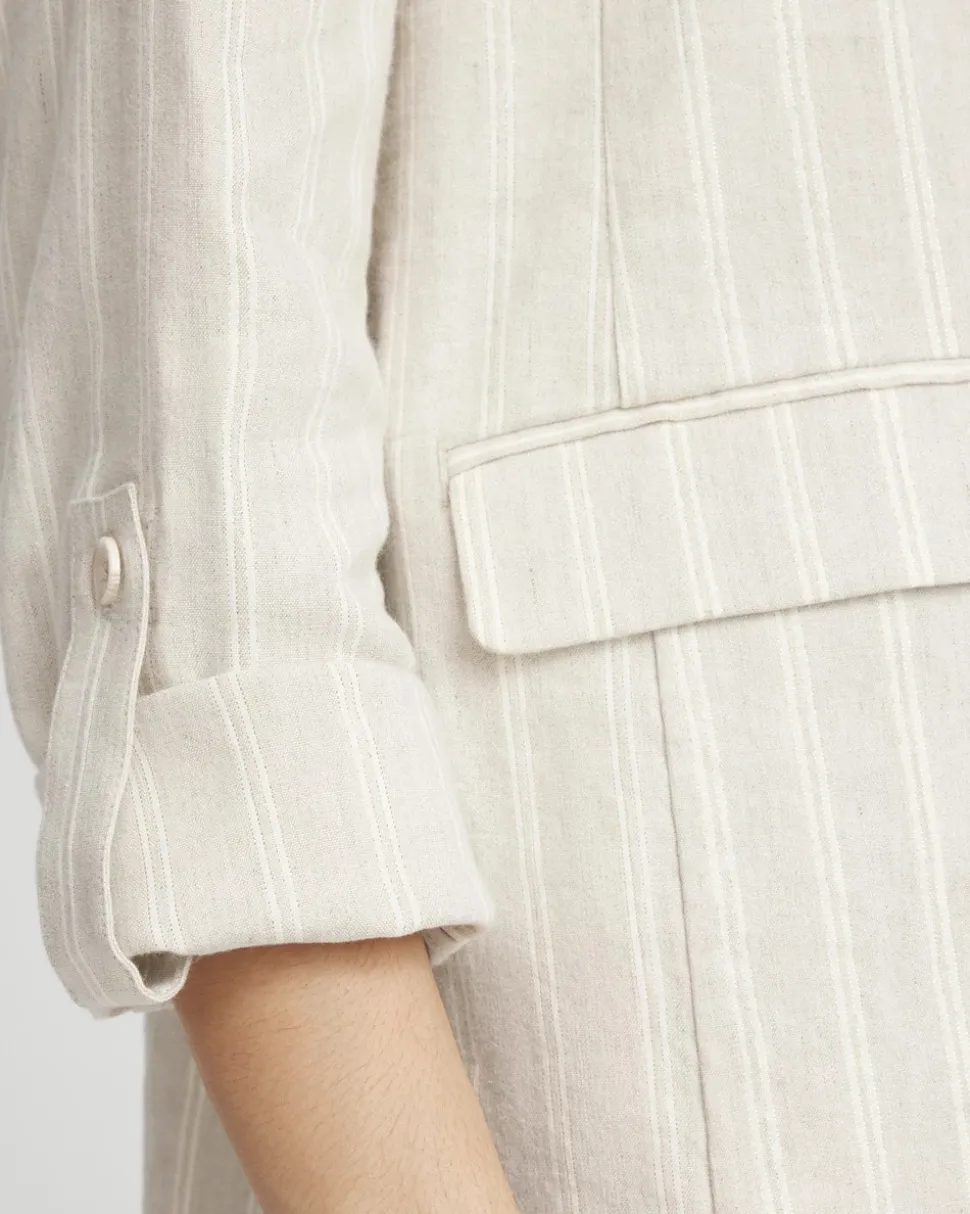 Linen Blend Stretch Stripe Blazer
